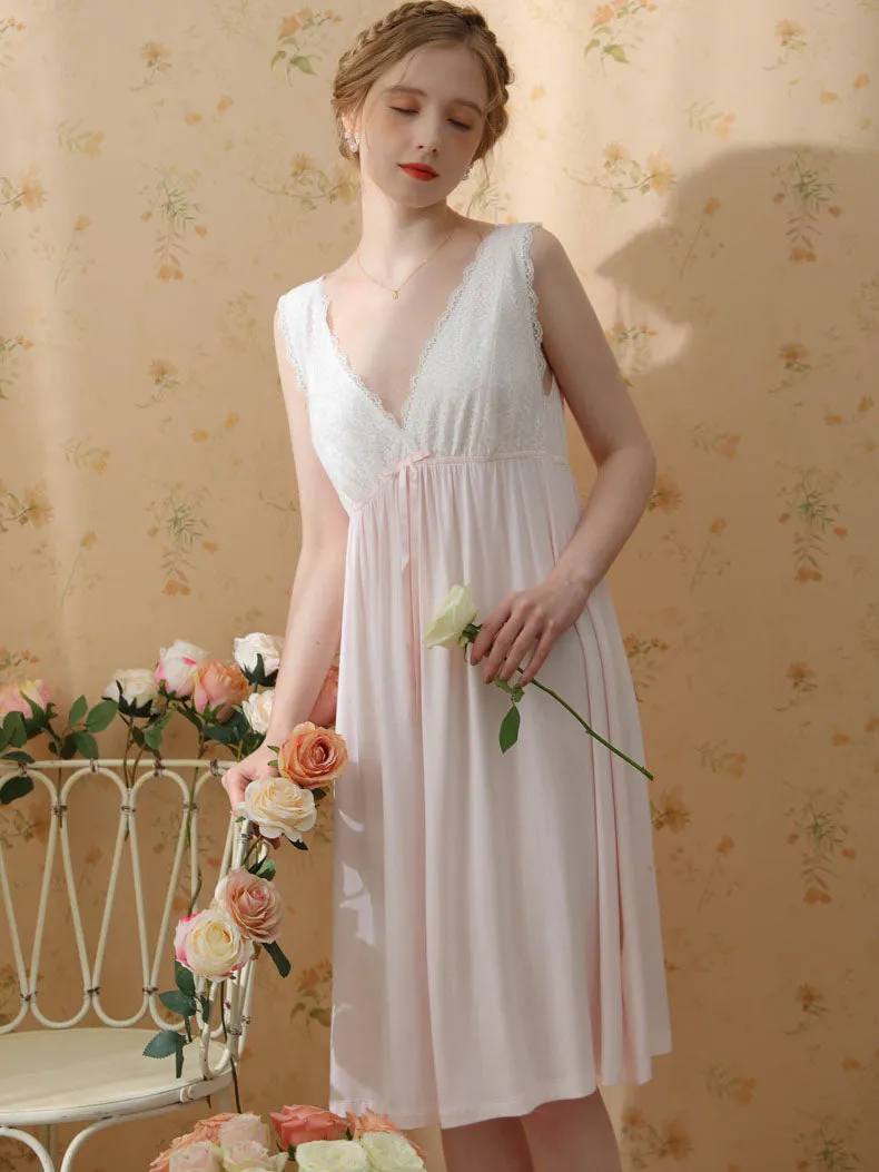 Cotton V Neck Flare Nightgown