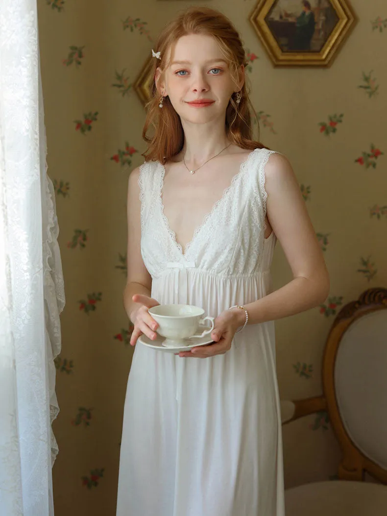 Cotton V Neck Flare Nightgown