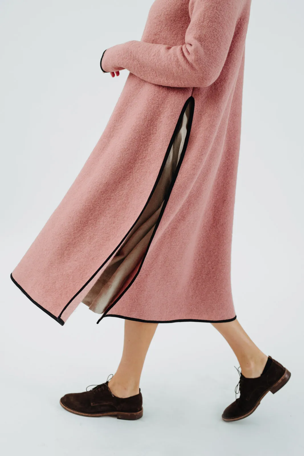 Double Slit Dress, Wool, Pink