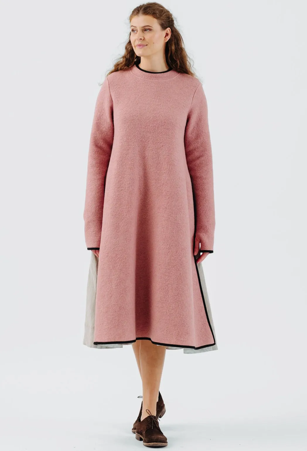 Double Slit Dress, Wool, Pink