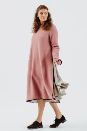 Double Slit Dress, Wool, Pink