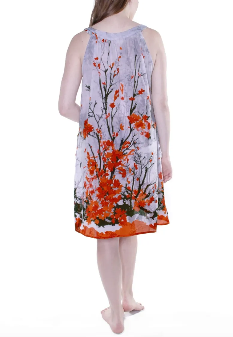 Floral Printed Sleeveless Chemise Nightgown