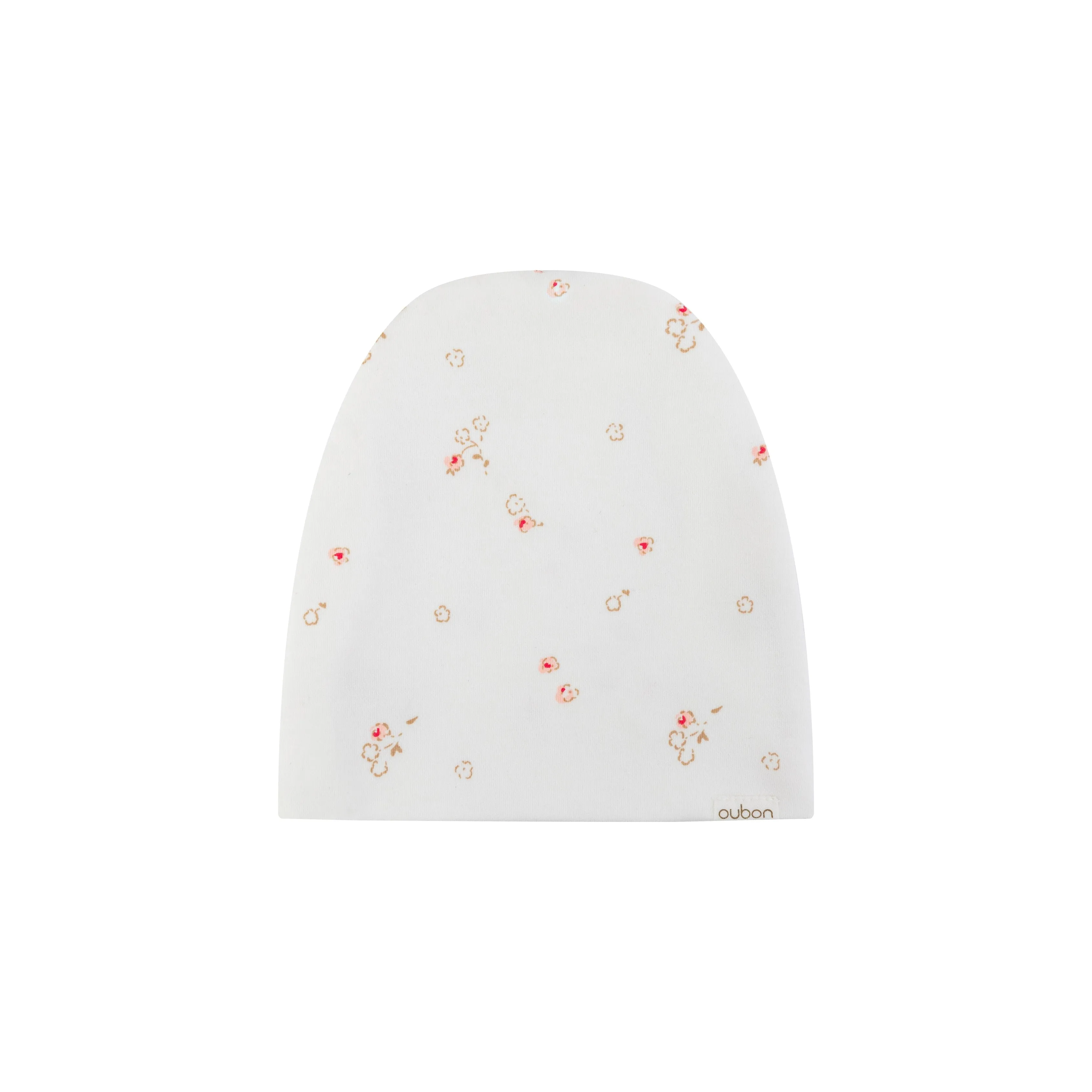 footie floral with hat - coral/off white