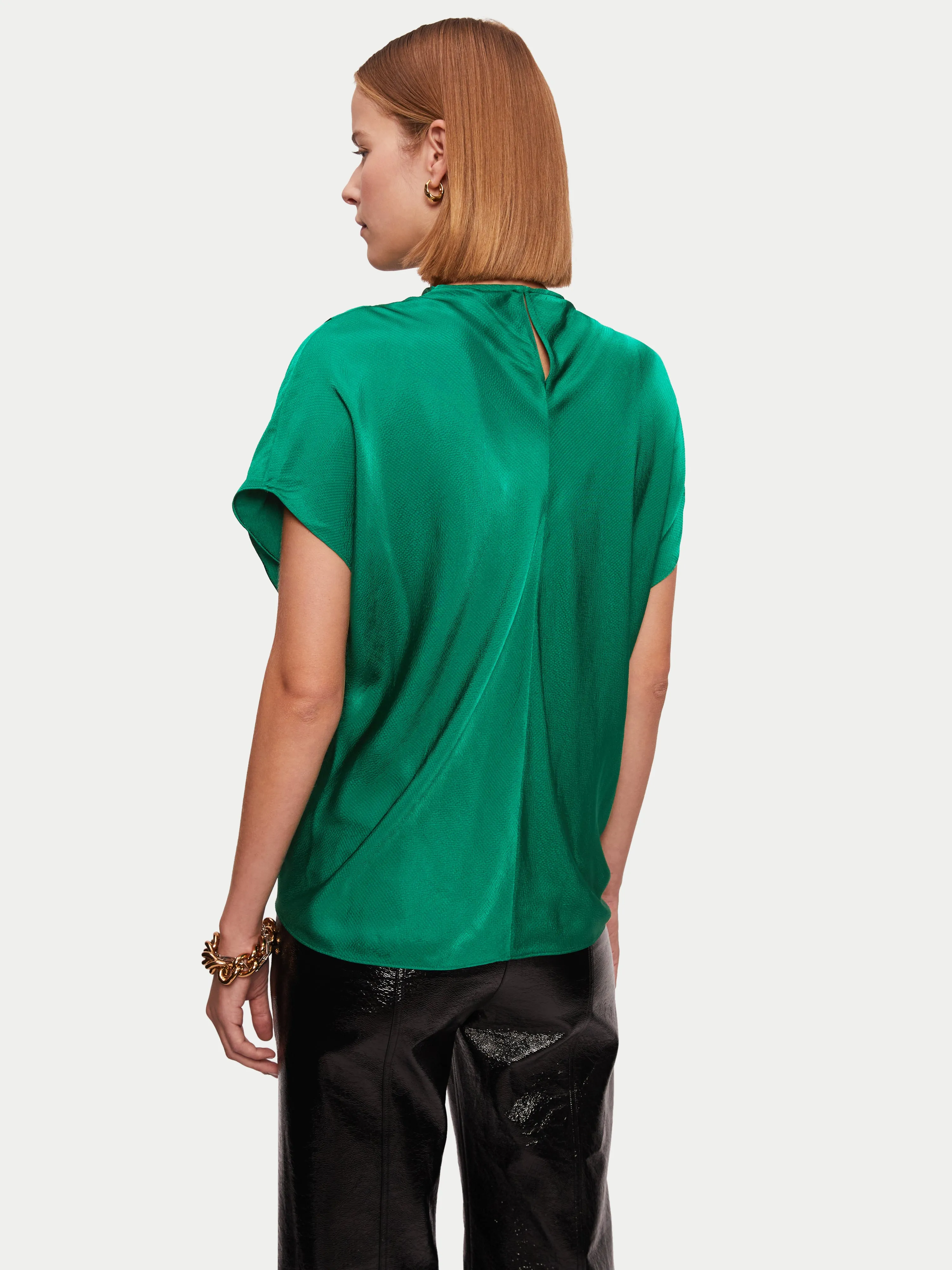 Hammered Satin Blouse | Green