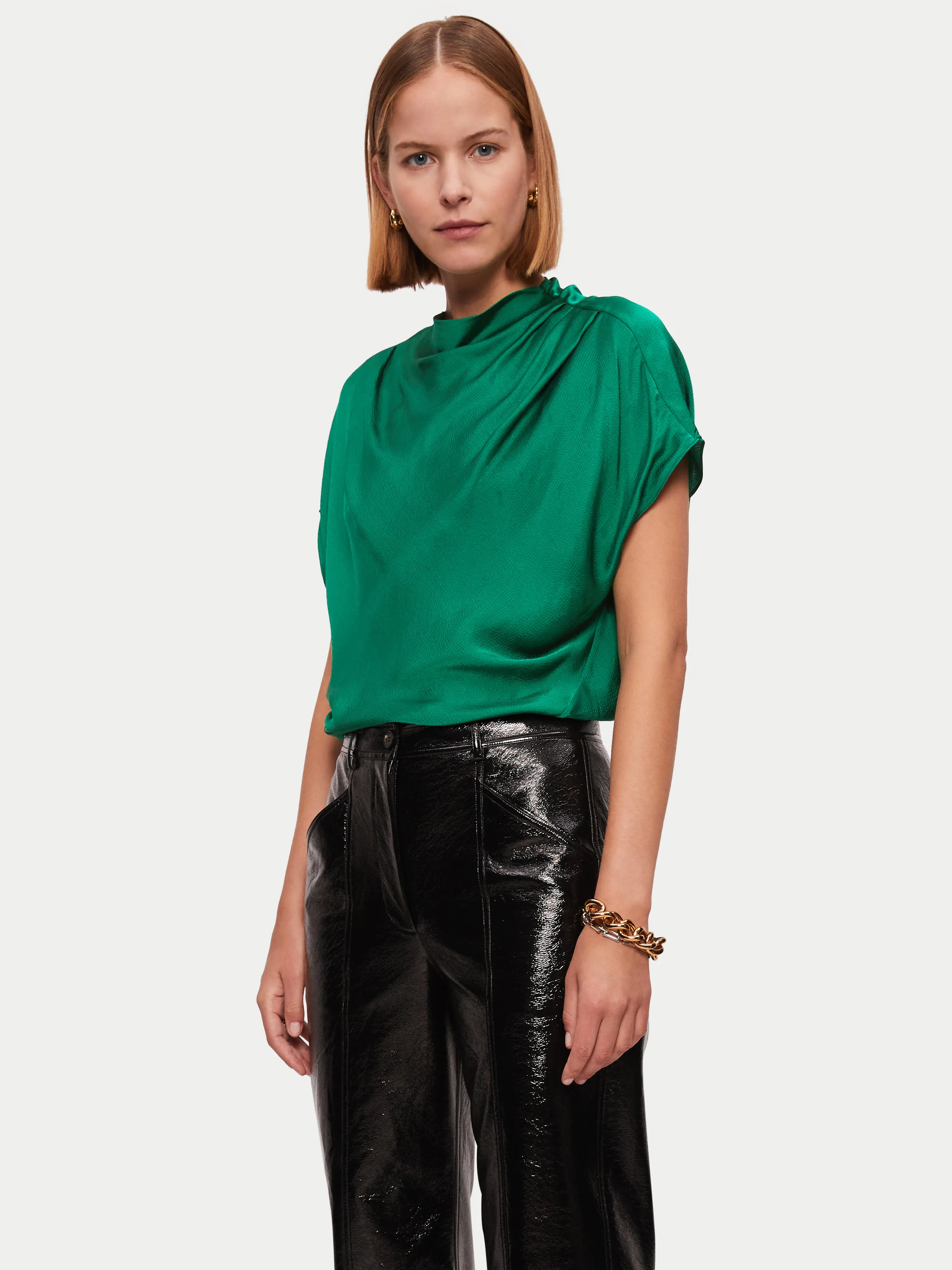 Hammered Satin Blouse | Green