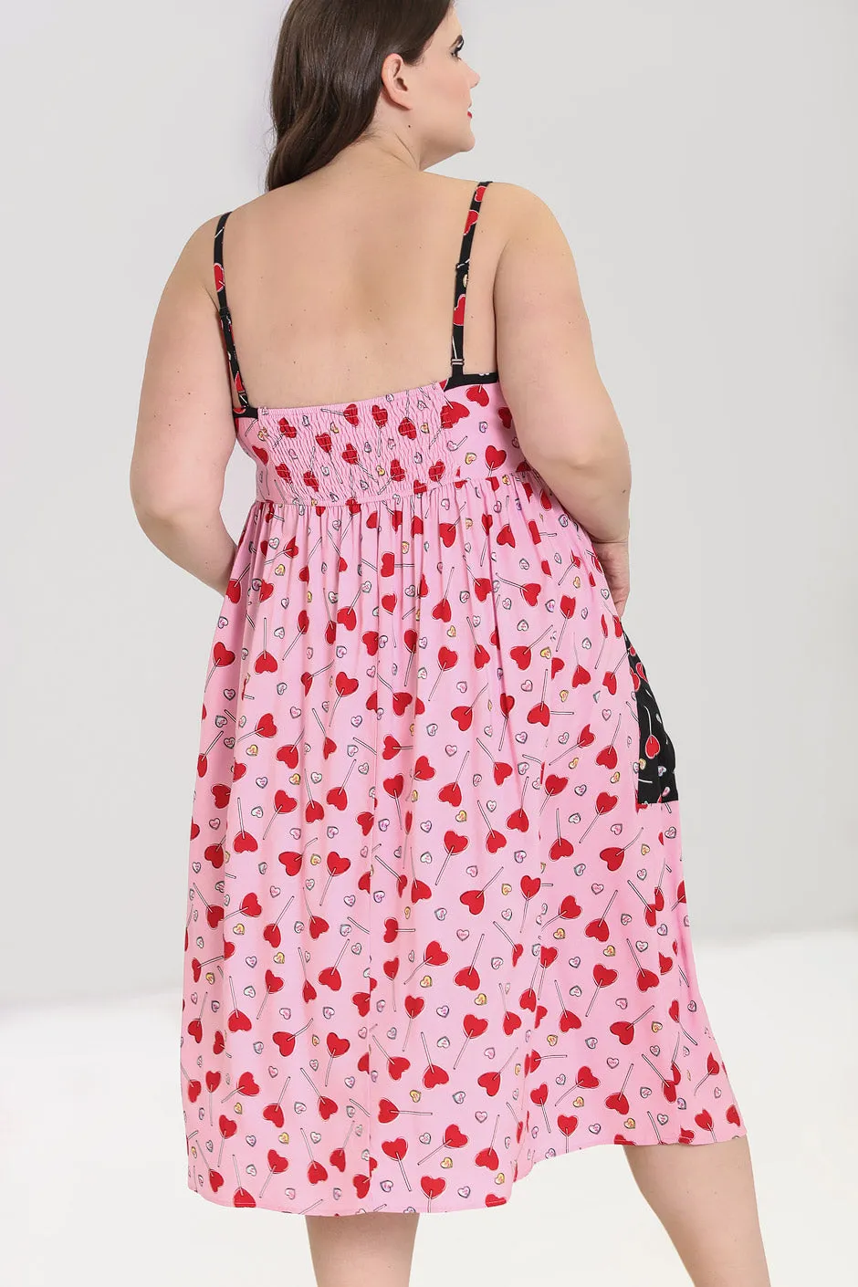 Hell Bunny Lollies Maxi Dress Pink Heart Lollipop Print