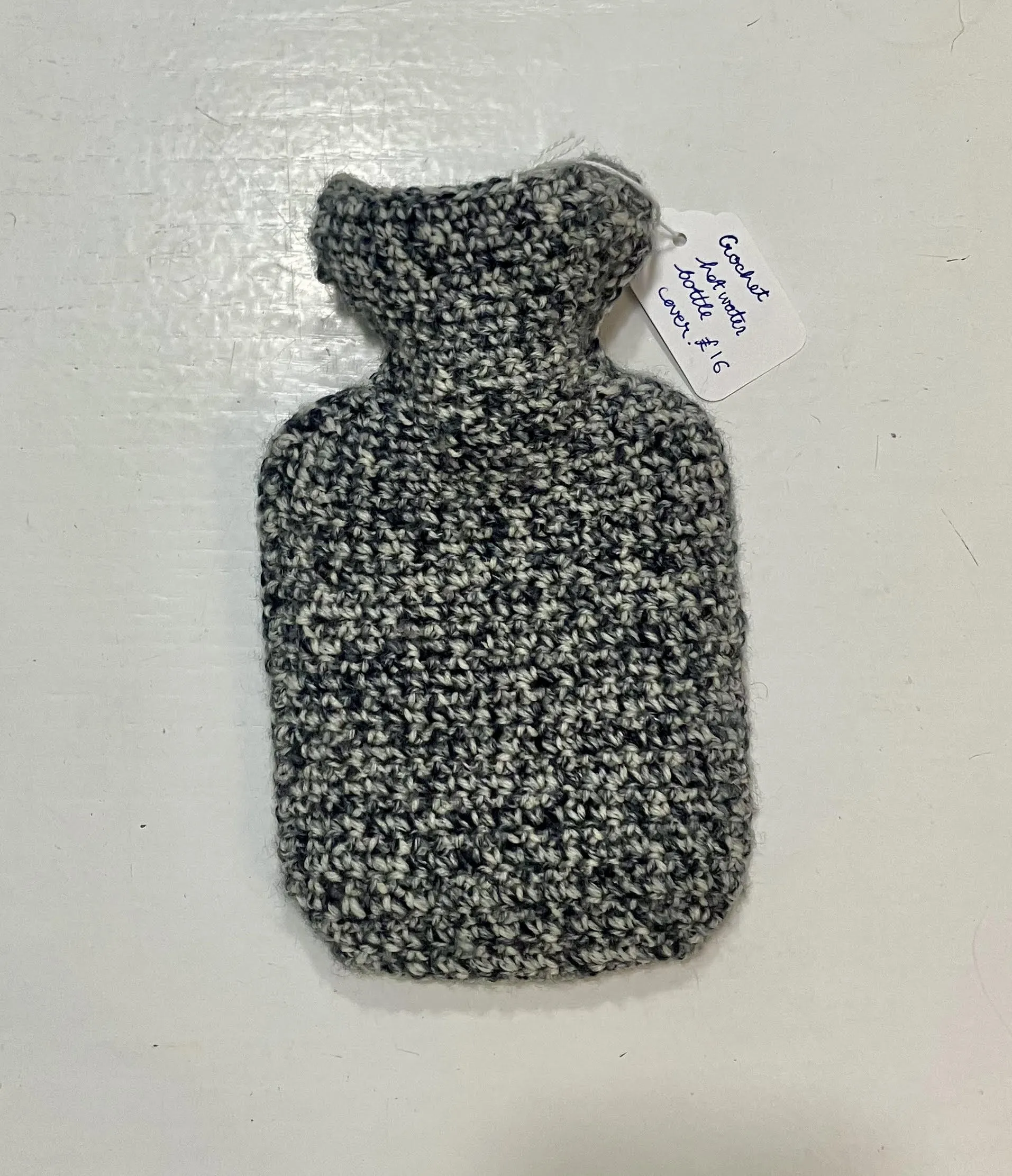 Hot water bottle with Crochet Wool Cover