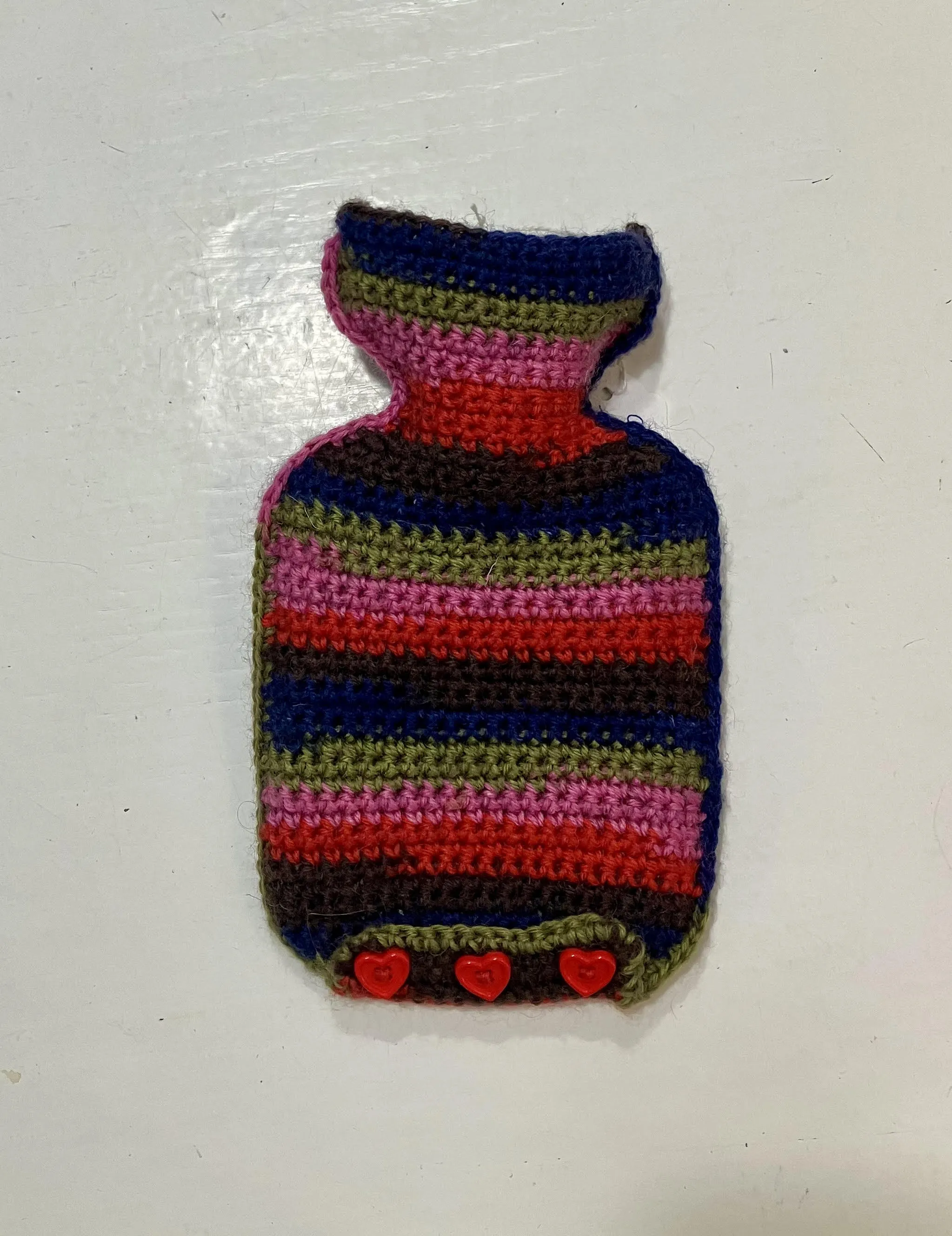 Hot water bottle with Crochet Wool Cover