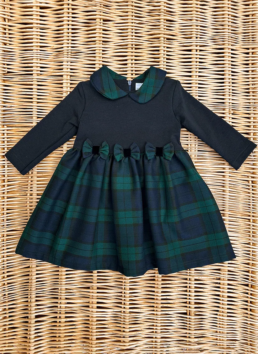 Jersey dress with tartan skirt