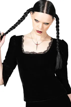 Killstar Dottie Dottie Velvet and Lace Top Goth