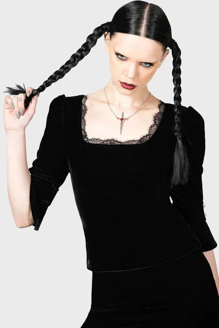 Killstar Dottie Dottie Velvet and Lace Top Goth