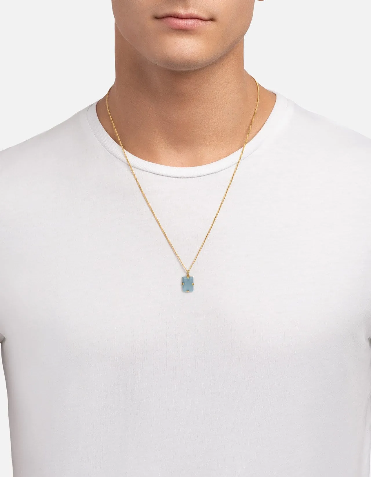 Lennox Blue Agate Necklace, Gold Vermeil