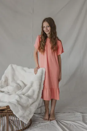 LITTLE LATES DRESS | Coral