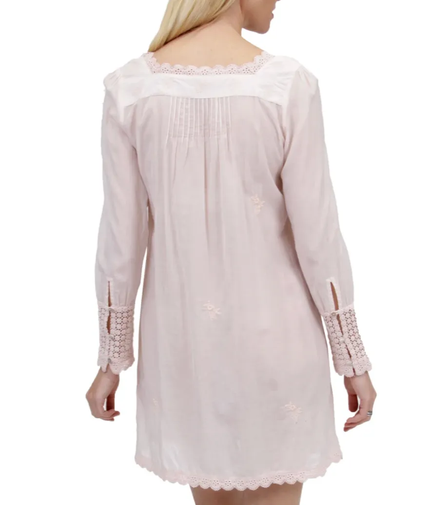 Long Sleeve Lace Yoke Dress