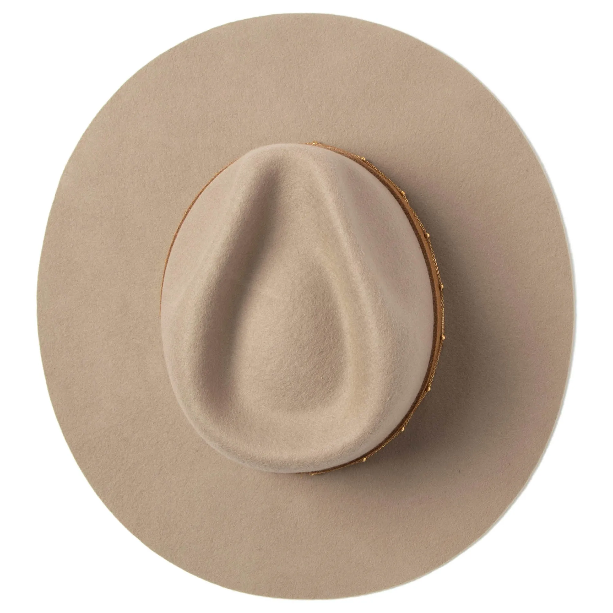 Loretta - Stiff Brim Fedora with Suede Band and Gold Chain