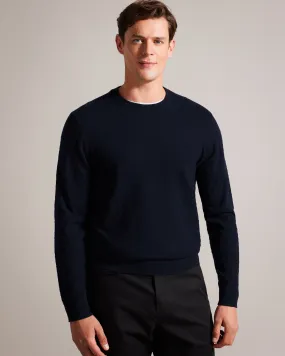 Loung Ls Diamond Stitch Crew Neck Navy