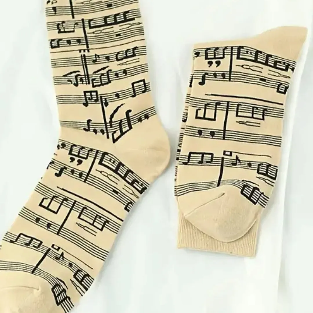 Music Note Pattern Socks from the Sock Panda (Adult Large - Men's Shoe Sizes 8-12)