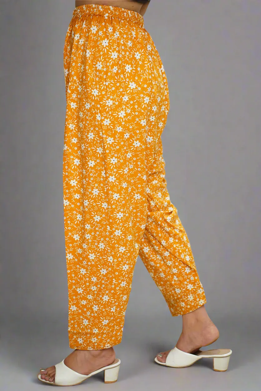 Mustard Floral Rayon Salwar