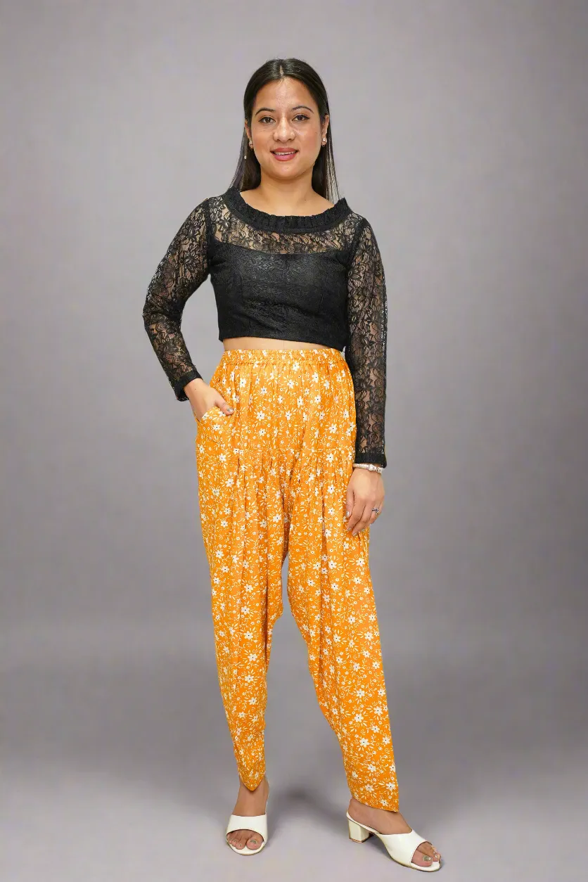 Mustard Floral Rayon Salwar