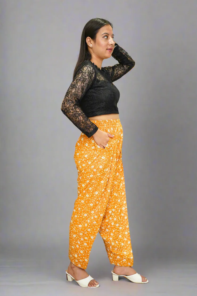 Mustard Floral Rayon Salwar