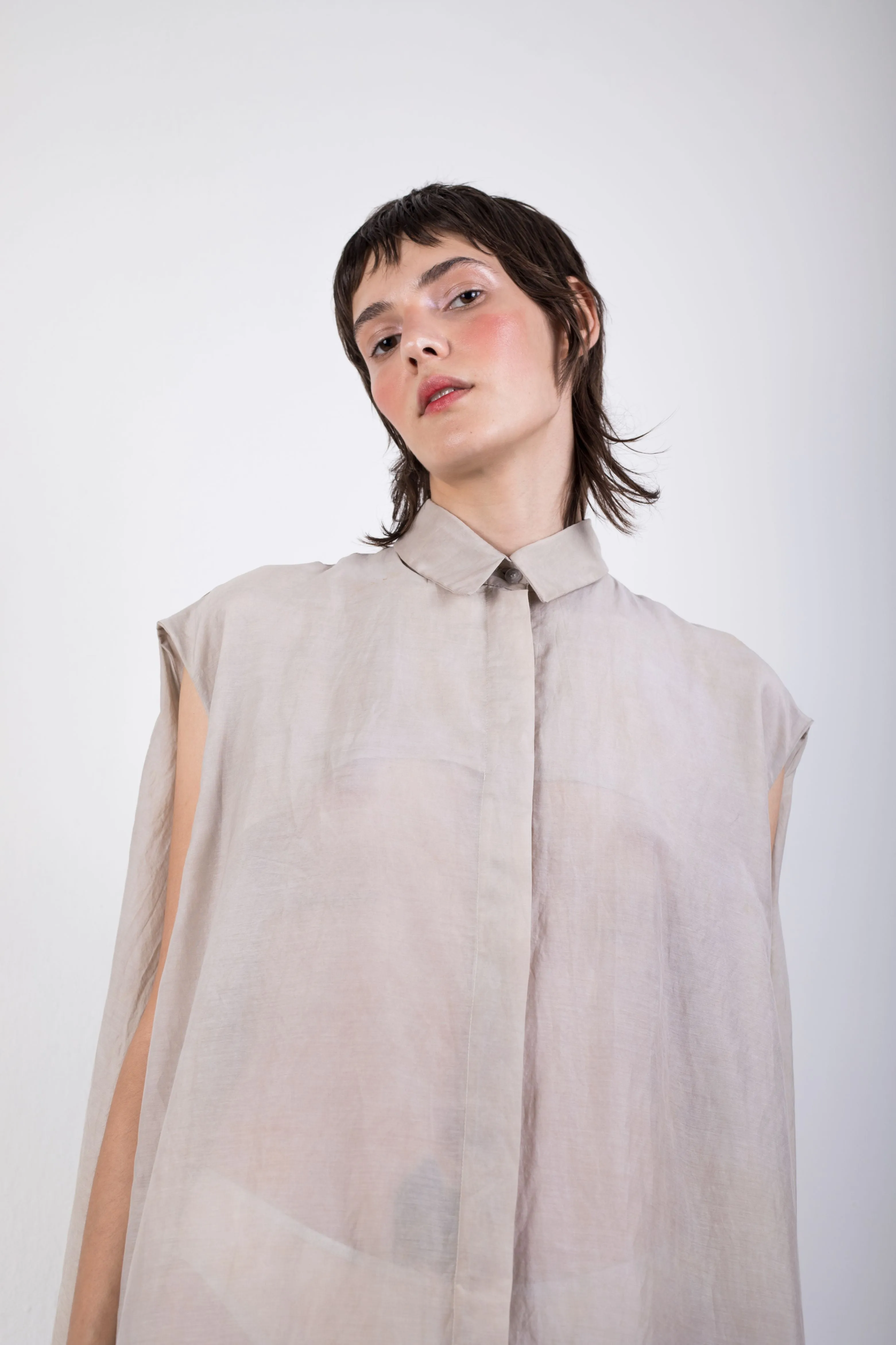 Naturally dyed silk blend shirt