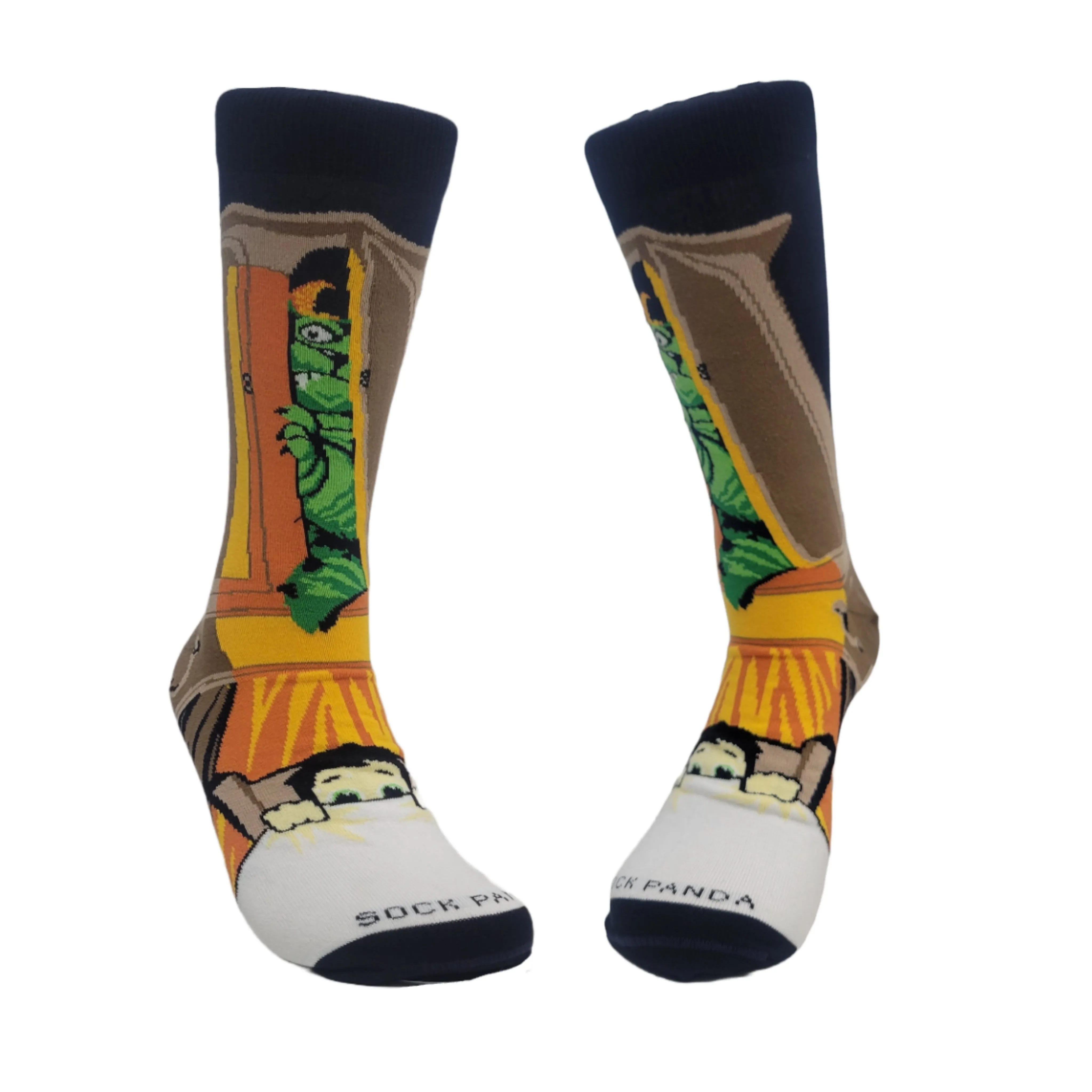 Nightmare Monster in the Closet Socks from the Sock Panda (Adult Large - Men's Shoe Sizes 8-12)