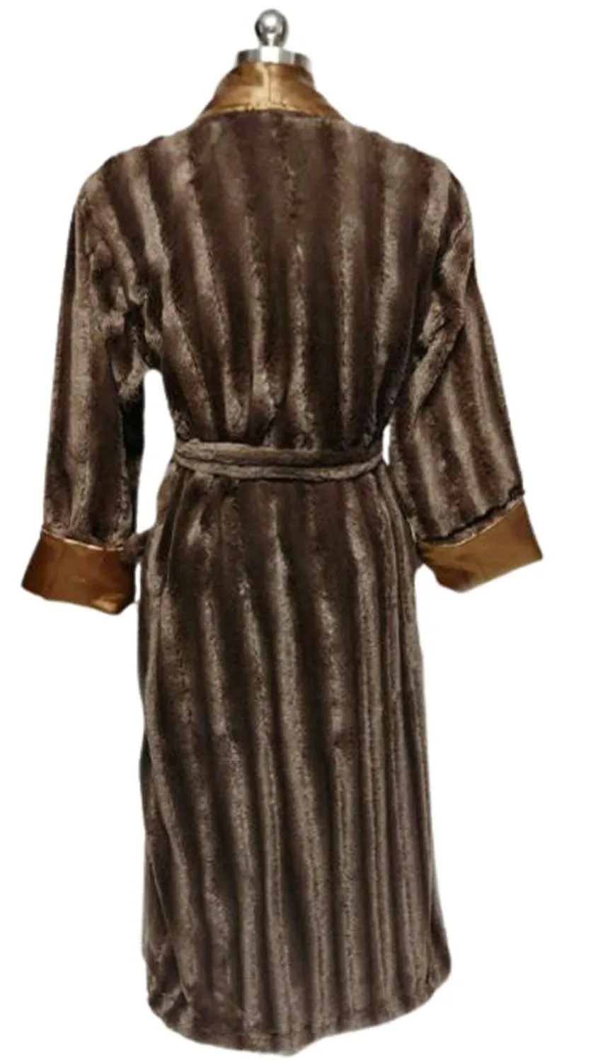 *OPULENT SWANKIE BLANKIE FAUX MINK & BRONZE SATIN ROBE - SIZE MEDIUM - WOULD MAKE A WONDERFUL CHRISTMAS OR BIRTHDAY PRESENT!