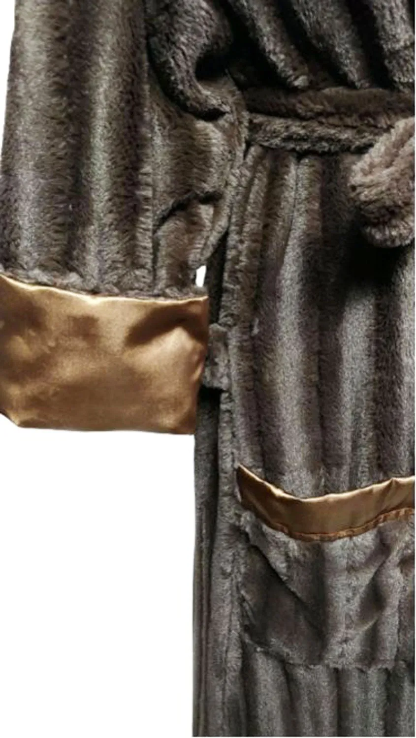 *OPULENT SWANKIE BLANKIE FAUX MINK & BRONZE SATIN ROBE - SIZE MEDIUM - WOULD MAKE A WONDERFUL CHRISTMAS OR BIRTHDAY PRESENT!