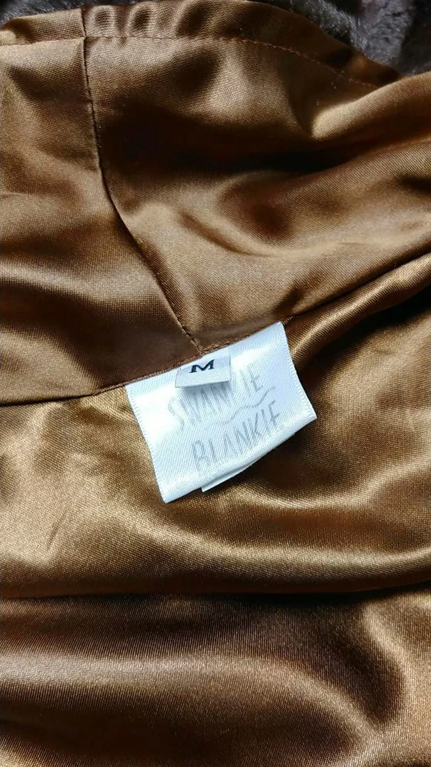 *OPULENT SWANKIE BLANKIE FAUX MINK & BRONZE SATIN ROBE - SIZE MEDIUM - WOULD MAKE A WONDERFUL CHRISTMAS OR BIRTHDAY PRESENT!