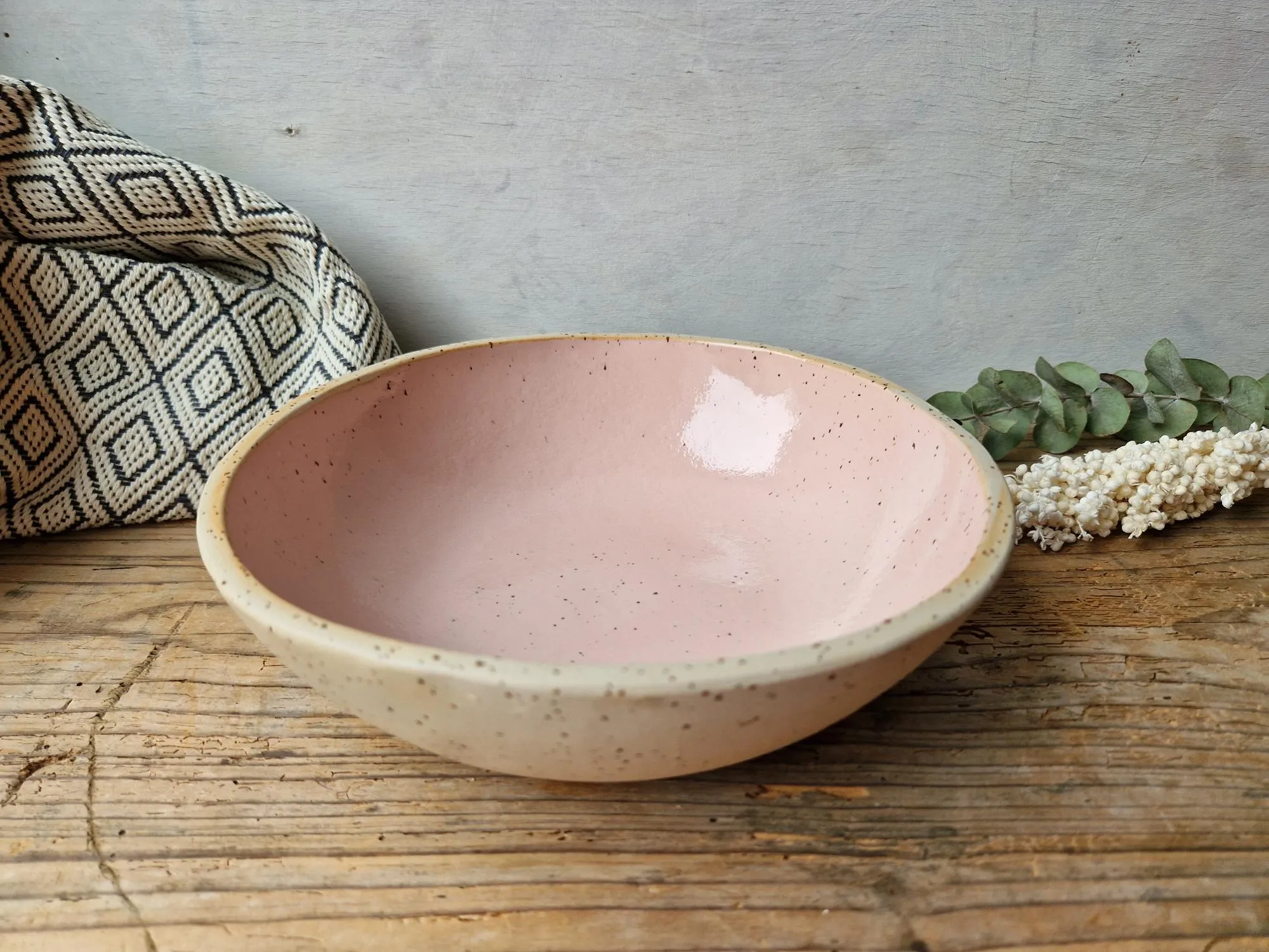 Pasta bowl speckled pink No. 14