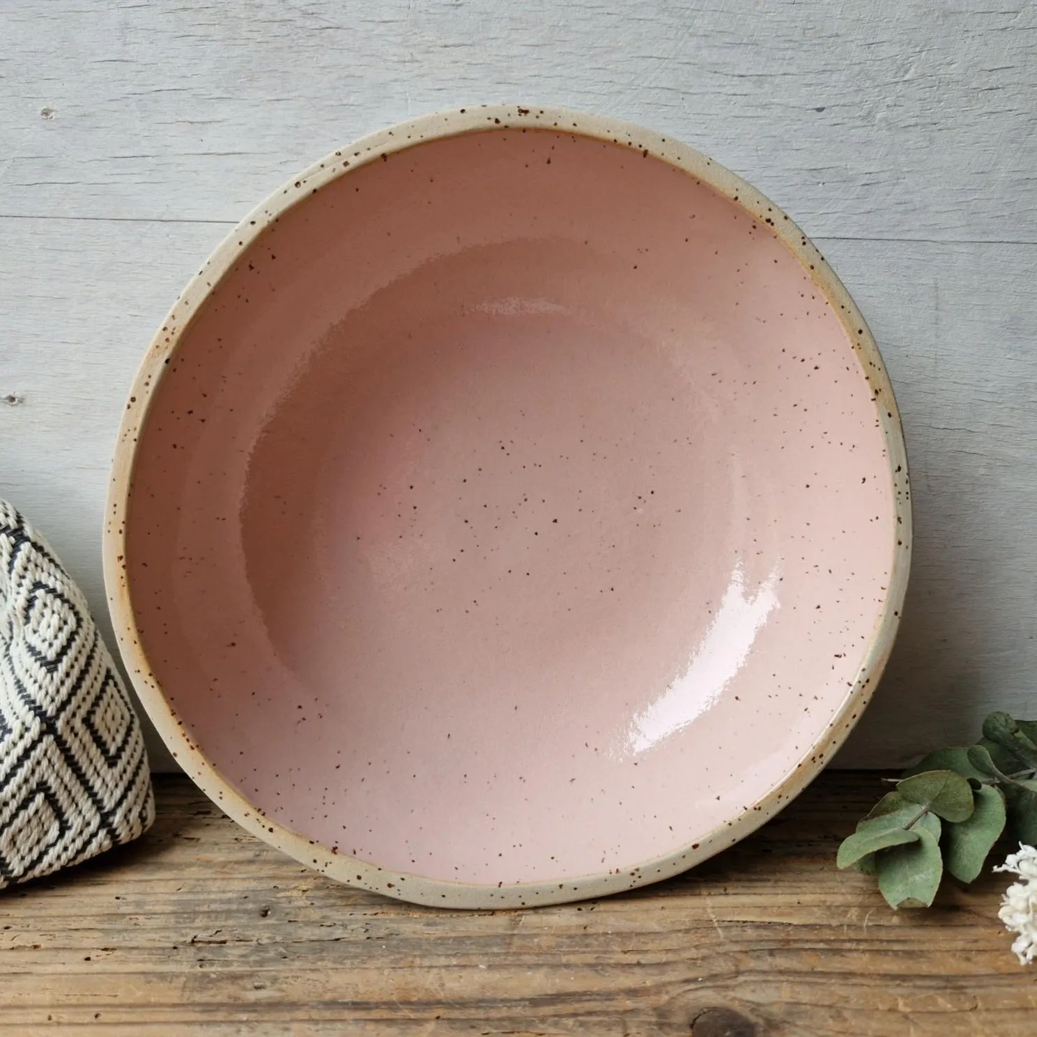 Pasta bowl speckled pink No. 14