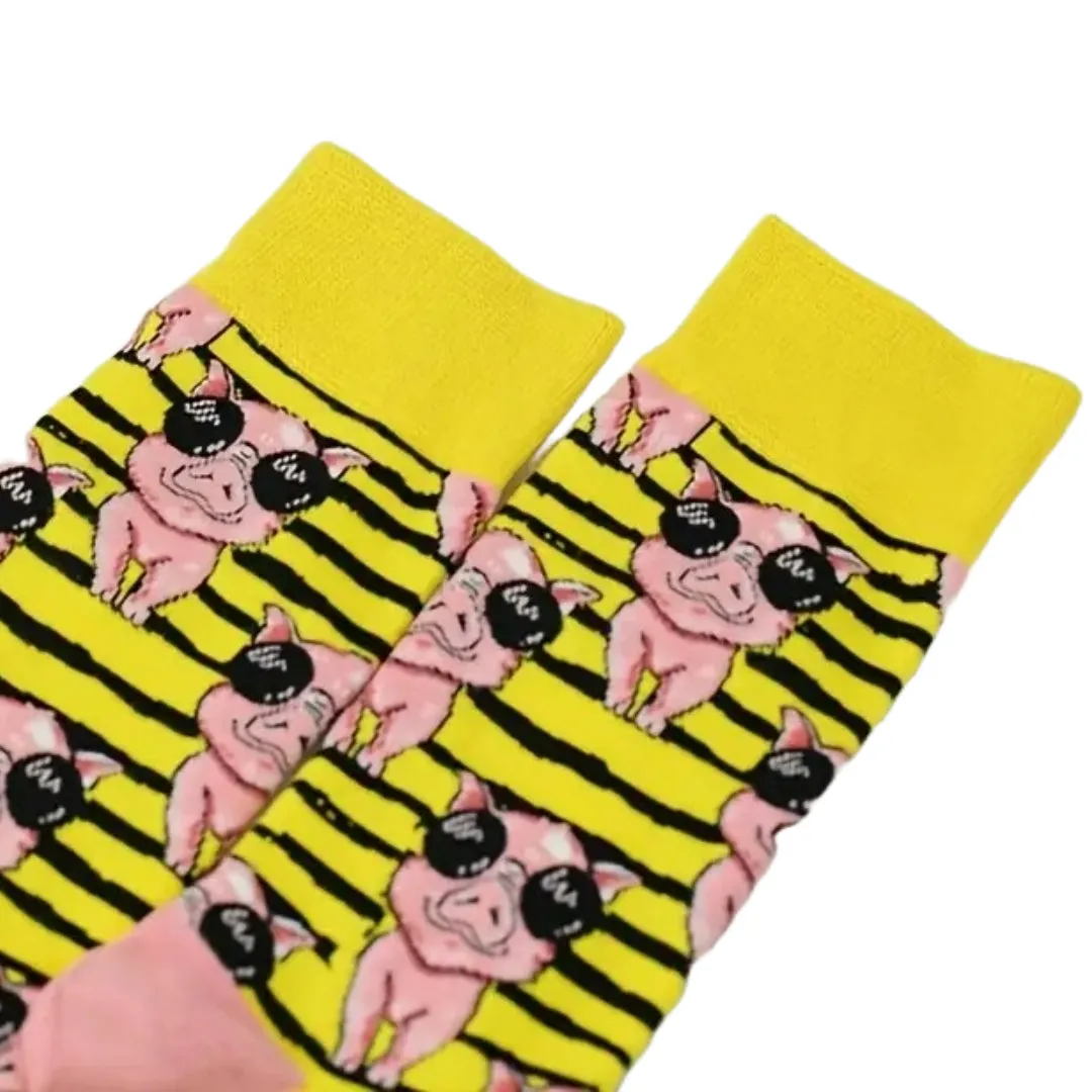 Pig Wearing Sunglasses Socks from the Sock Panda (Adult Large - Men's Shoe Sizes 8-12)