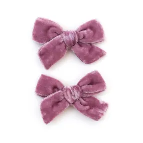 Pigtail Bows - Amethyst Velvet