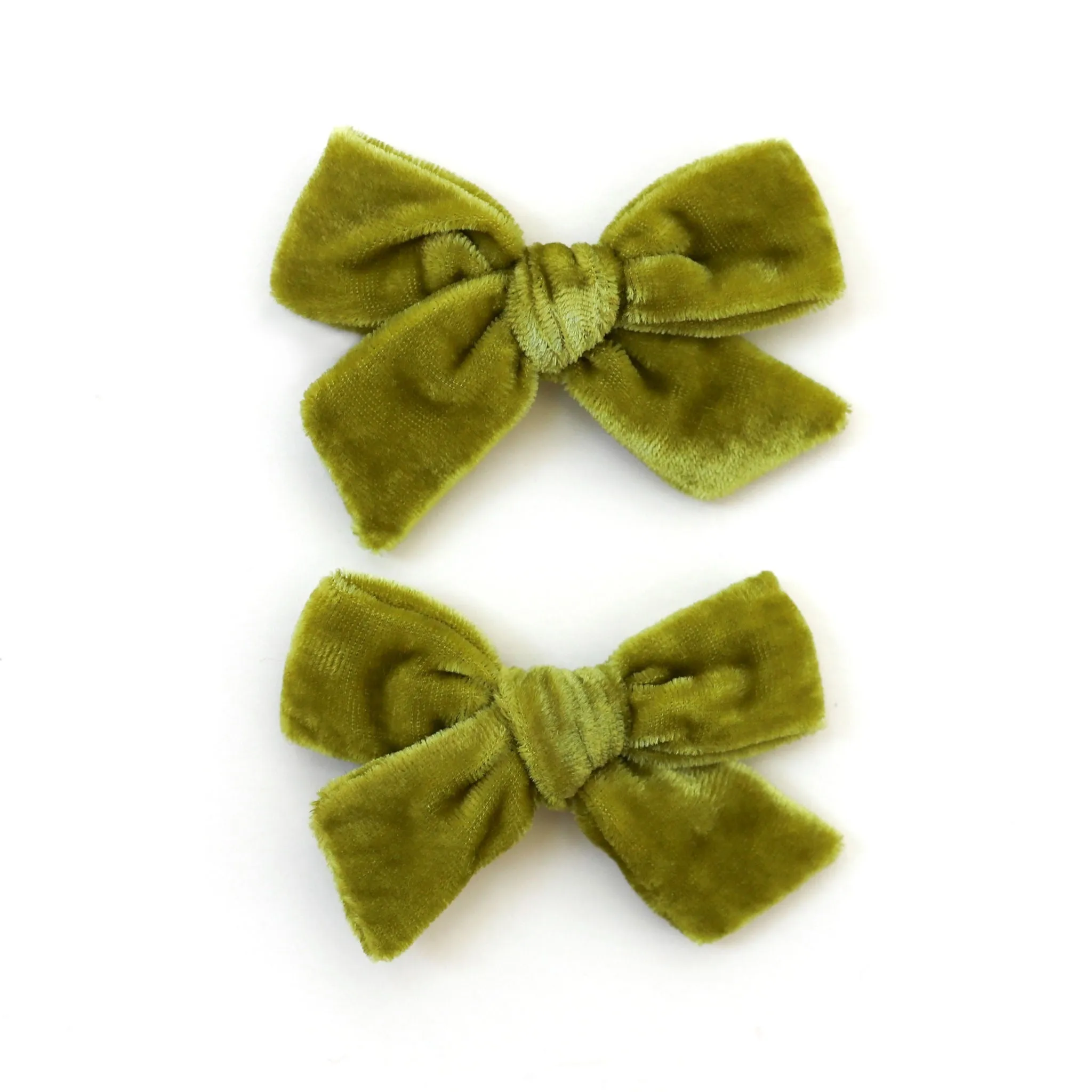 Pigtail Bows - Green Apple Velvet