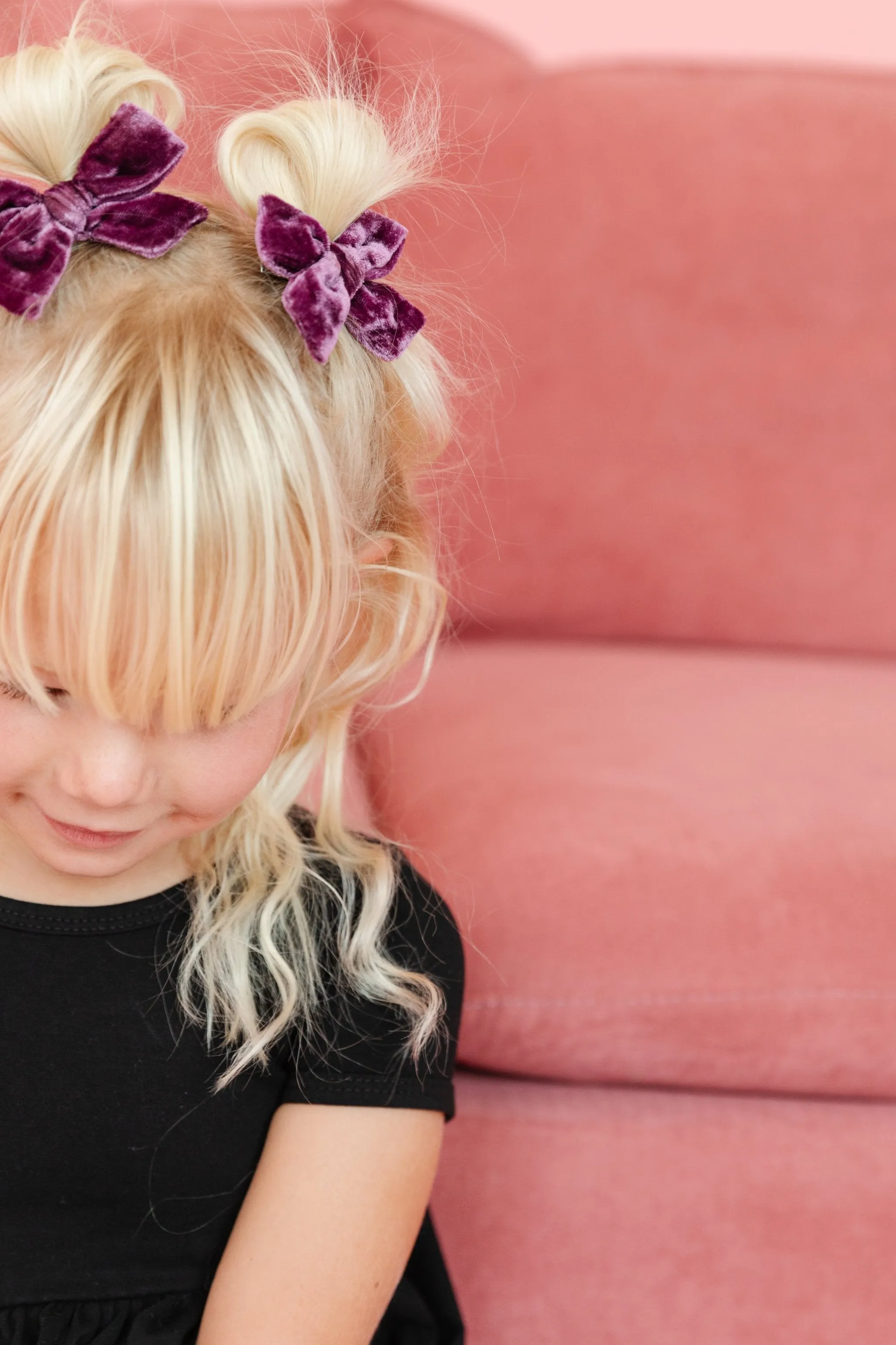 Pigtail Bows - Plum Velvet