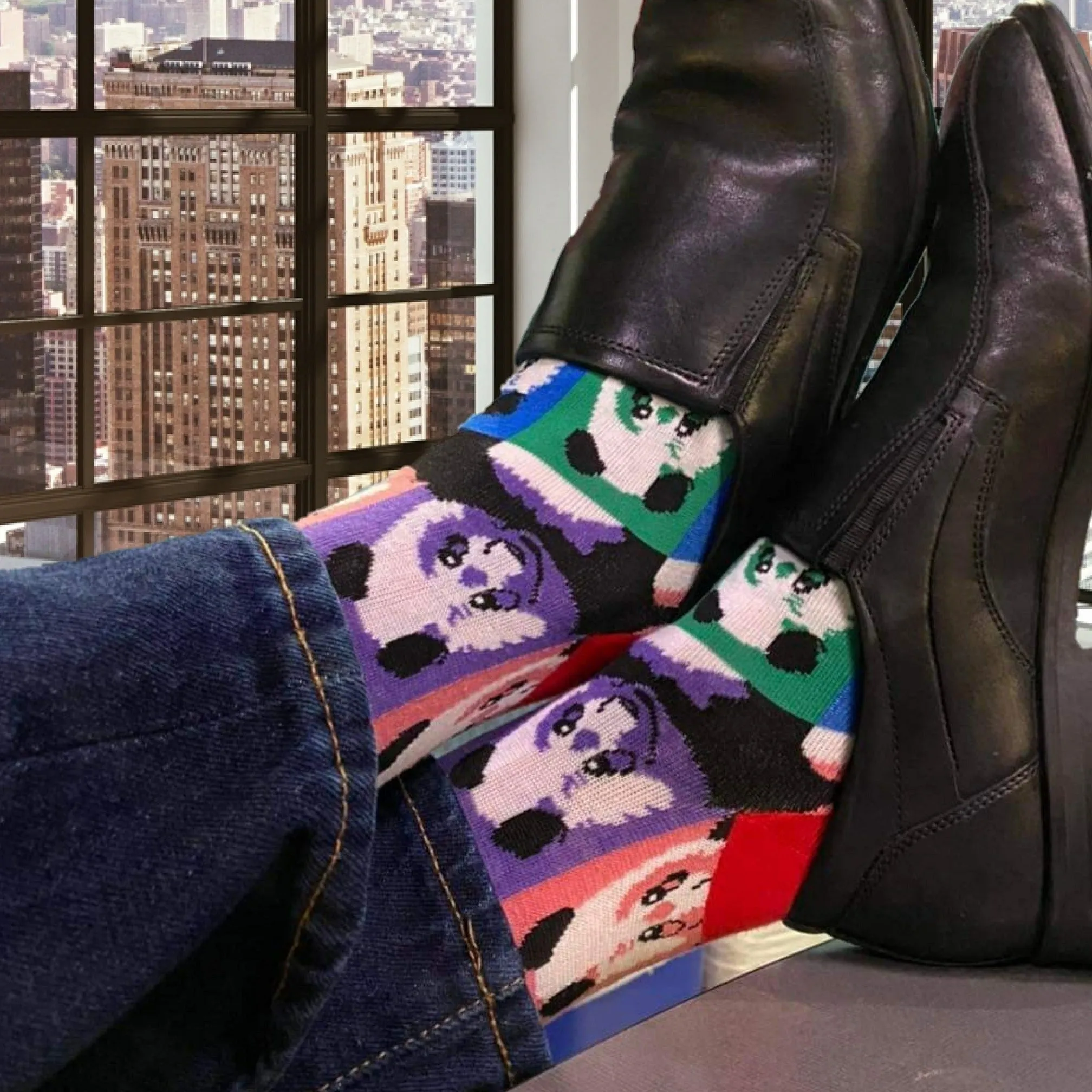 Pop Art Panda Pattern Socks from the Sock Panda