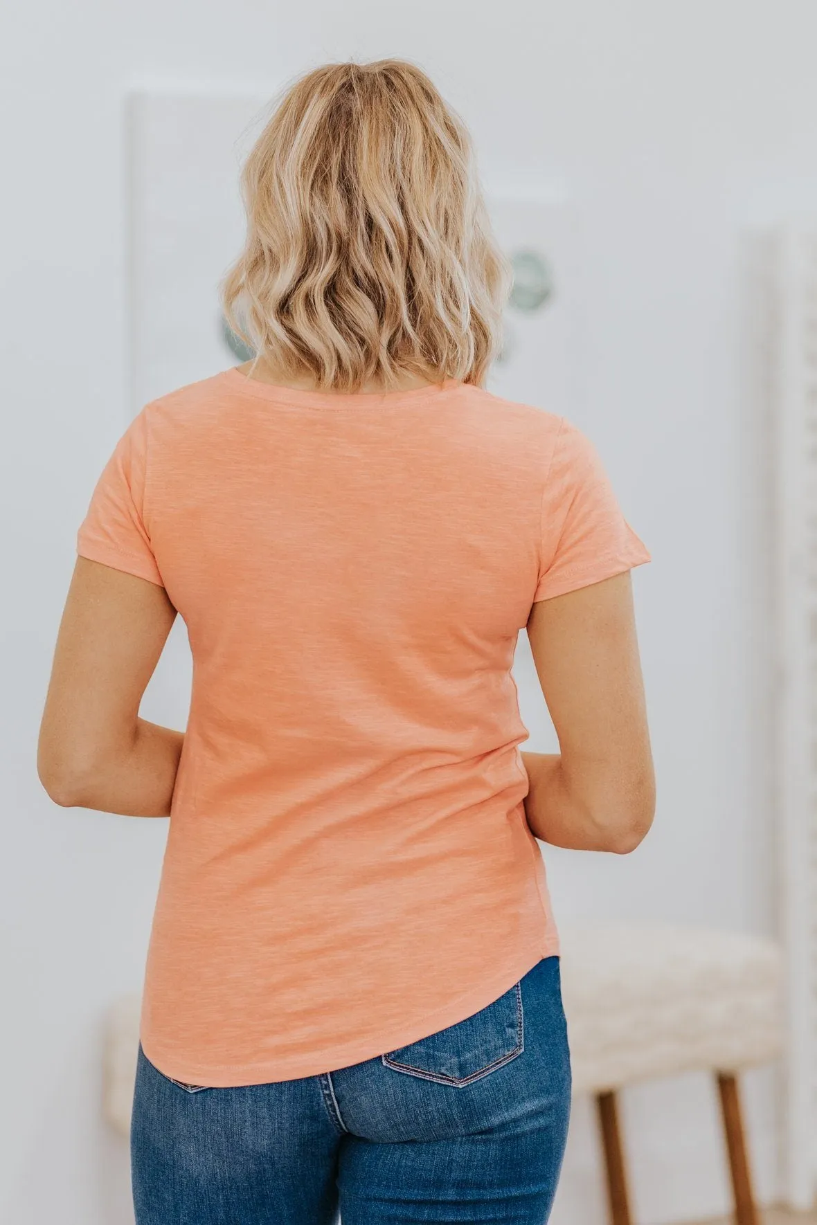 "Faith Over Fear" Short Sleeve Top in Coral