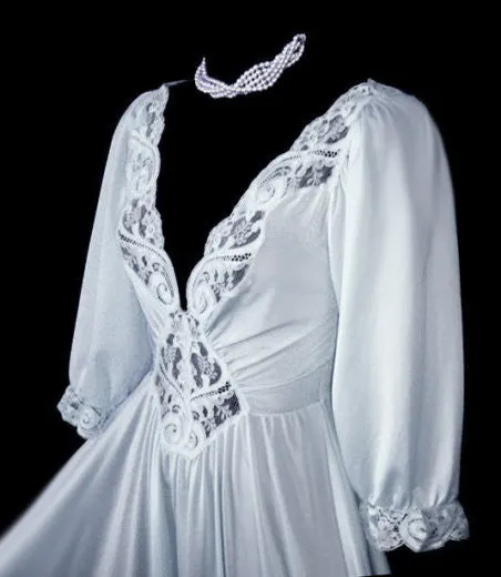 *RARE COLOR & STYLE OLGA SPANDEX LACE NIGHTGOWN WITH SLEEVES IN QUICKSILVER