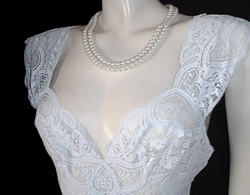 *RARE OLGA BRIDAL TROUSSEAU ALL-LACE SPANDEX BODICE NIGHTGOWN IN WHITE SWAN