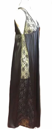 *VINTAGE 60s / '70s MISS ELAINE DOUBLE NYLON BLACK PEIGNOIR & NIGHTGOWN