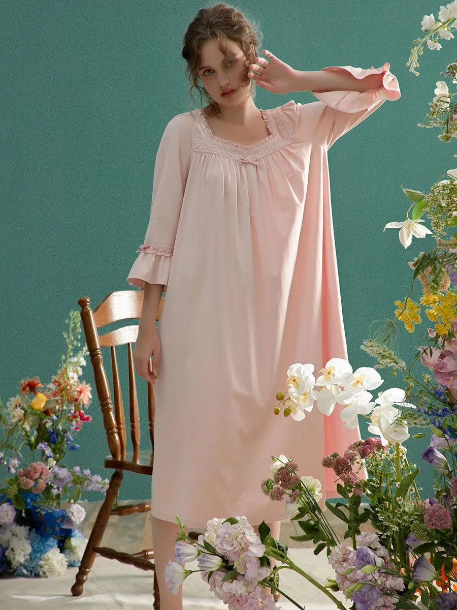 Vintage Soft Cotton Nightgown For Women, Victorian Vintage Nightgown