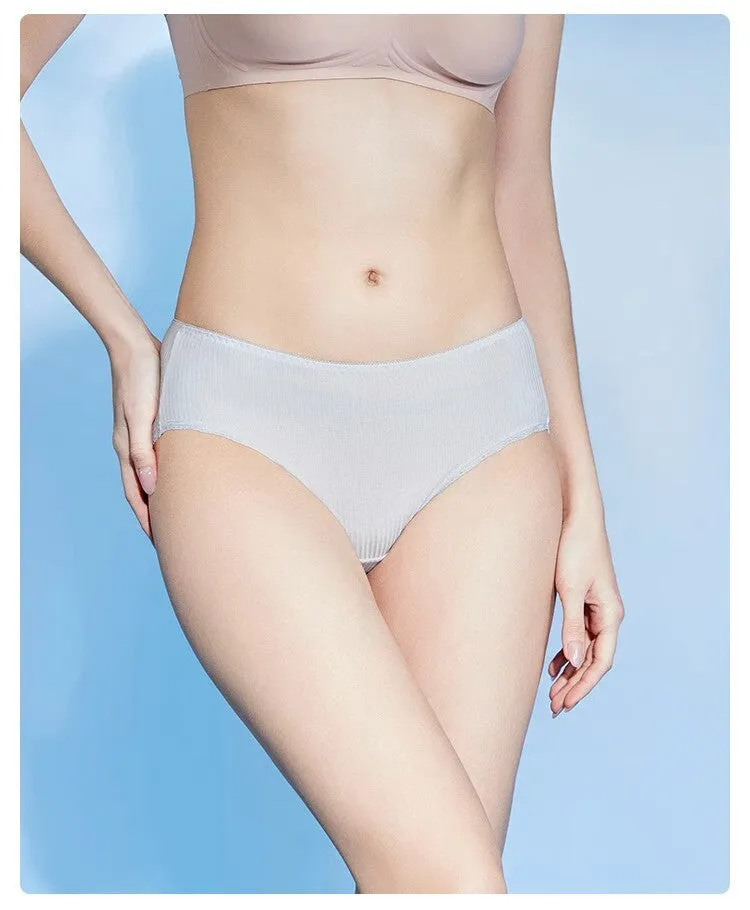 Women's 50S Tencel Modal Anti-Bacterial Cool-Sensed Ribbed Bikini Panties